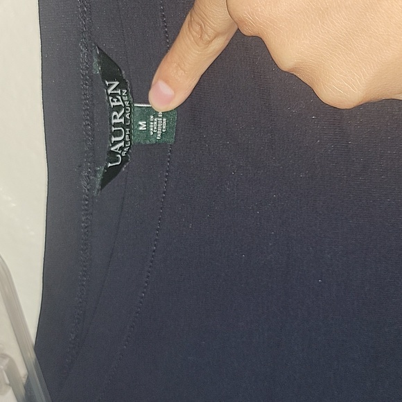 EUC Ralph Lauren Stretch Cotton Blend Boat Neck Short Rolled Sleeve Navy Shirt - Picture 5 of 10